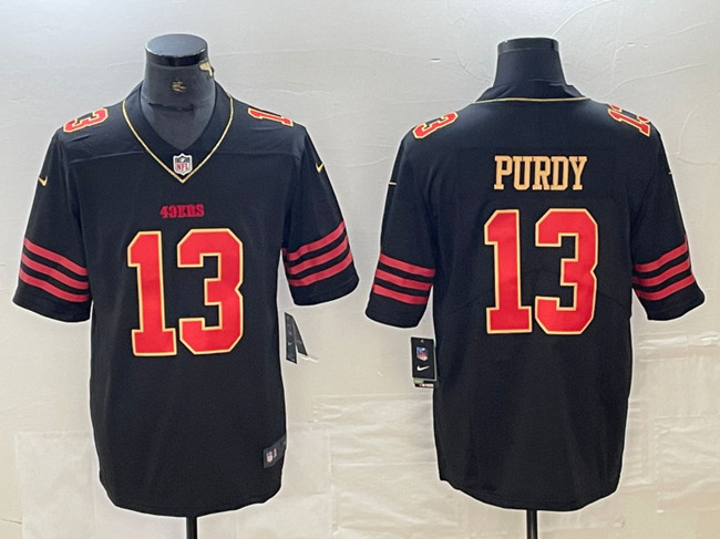 Men's San Francisco 49ers #13 Brock Purdy Black Gold Stitched Jersey